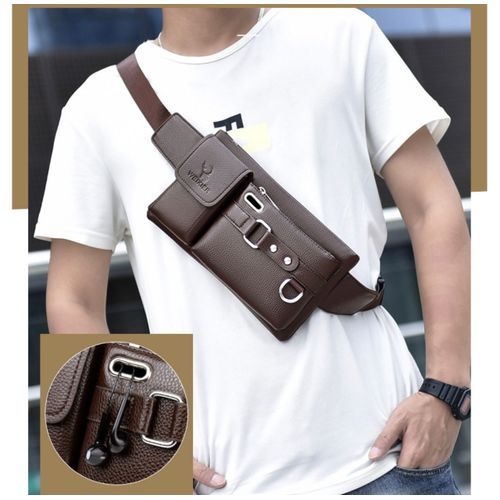 Trendy Multifunctional Leather Crossbag/ Waist Bag For Men