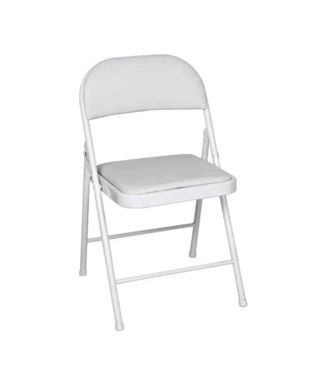 White Vintage Cushion Folding Chair