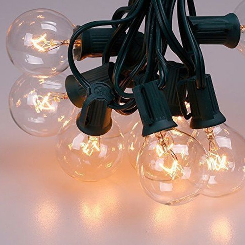 Luces Led Decoracion Terraza Y Jardin String Lights Guirnalda Exterior Mariage Outdoor Bulbs Party Rotin Grida Backyard--Tungsten Lamp Black--25pcs  240V