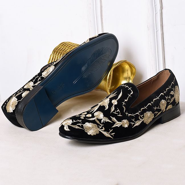 MEN  SUEDE FLOWER DESIGNER SHOE BLACK