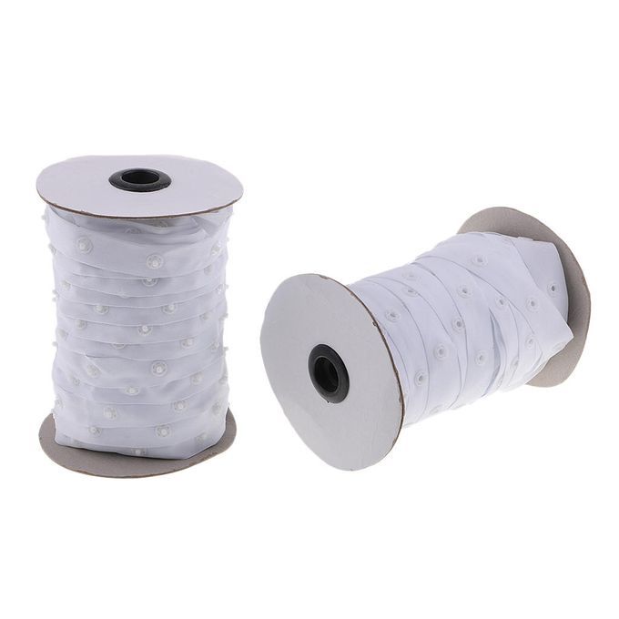 50 Yds Snap Fastener Ribbon Press Stud Tape For Garment Sewing White