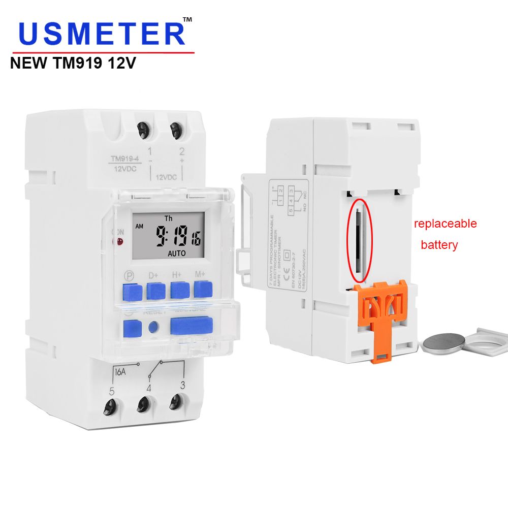 NEW TM919 DC 12V 16A 5 PINS 1NO+1NC Digital Solar 24hrs Timer Switch With Sleep Mode