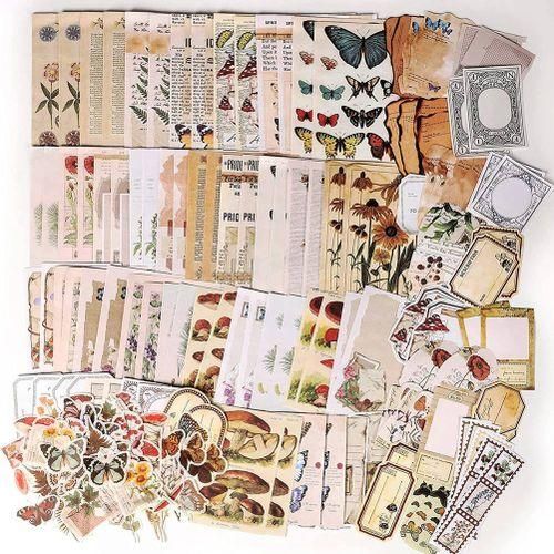 200 Pieces Vintage Scrapbook Supplies Pack For