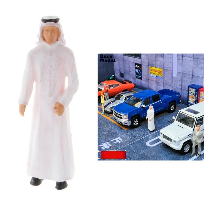 1/64 Standing People Model Vivid Dubai Prince Figure Toy White Clothes