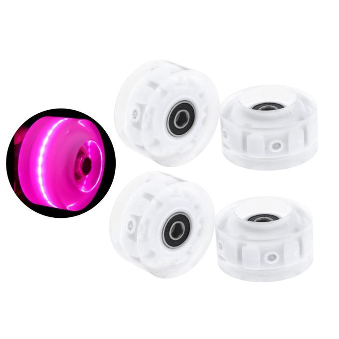 4 Pack LED Roller Skate Wheels Light Up With Bearings Double Row Pink