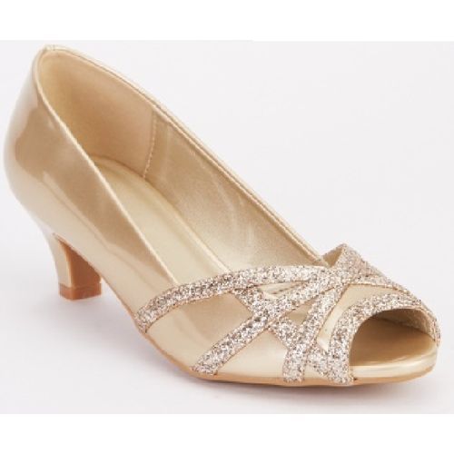 Ladies Peep Toe Shoes - Gold