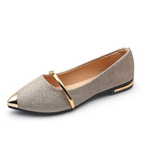 Ladies Classic Low-heeled Simple Pointed High Heels-gold