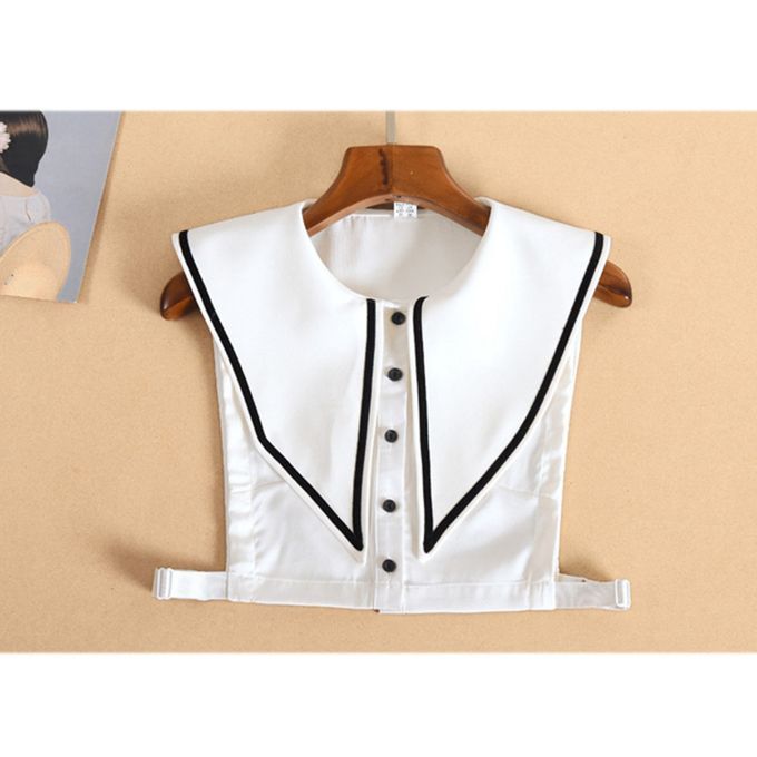 Women White  Half Shirt Blouse Detachable Tops Big Lapel Style2