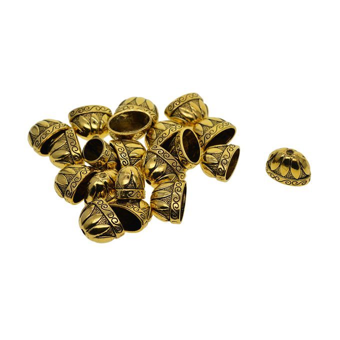 20Pcs Golden Bead Cap Ends Flower Craved DIY Jewelry Findings