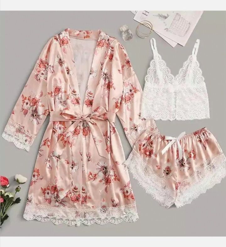 Ladies 3in1 Nightie (Top, Short And Robe)