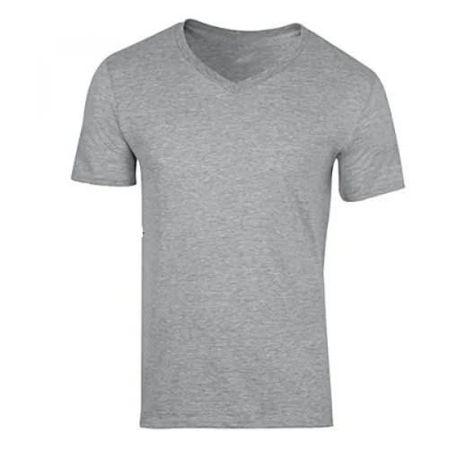 Plain V-neck Shirt - Grey