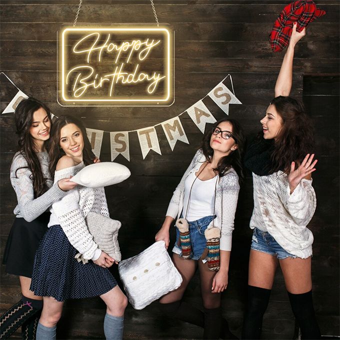 Happy Birthday Large LED Neon Light Logo For Wall Decoration