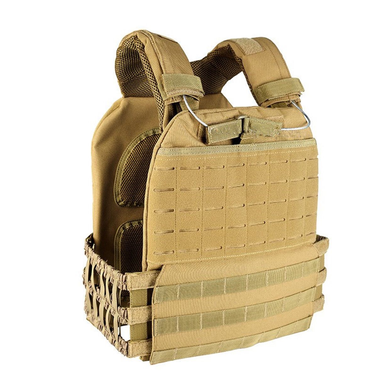 Weight Plate Carrier Adjustable Combat Crossfit Fitness Training 600D Khaki