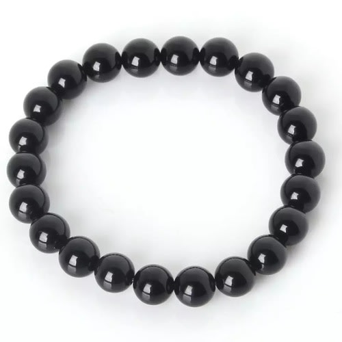 Men's Stretchy Bead Bracelet- Black