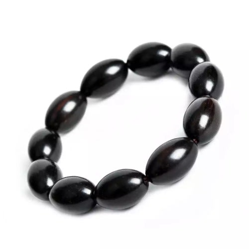 Men's Glossy Bold Stretchy Bead Bracelet- Black