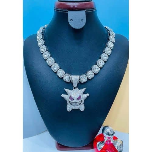 Iced Box Designer Cuban Chain With Silver Pendant