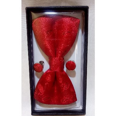 Men's Bow Tie, Pocket Square & Cufflink Set - Red