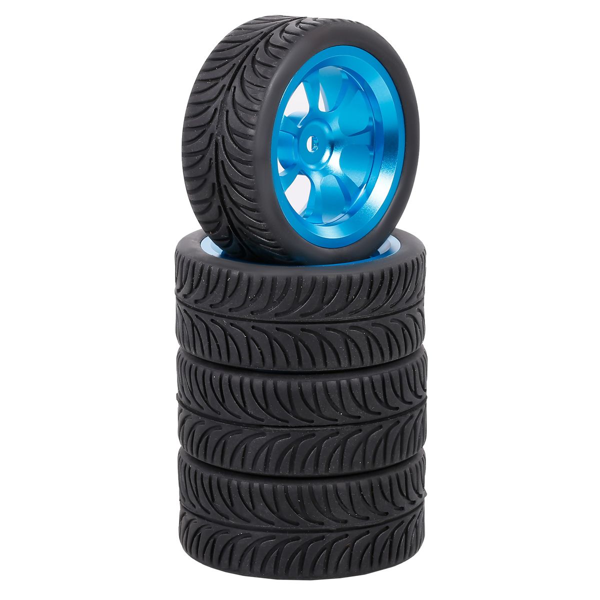 4pcs 65mm Rubber Tyre Metal Wheel Rims  High Grip Rubber