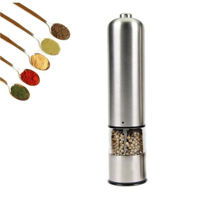 （B Pepper Mill Only）Electric Pepper Mill Salt And Pepper Grinding Adjustable Coarseness Spice Grinder Muller Kitchen Tool Battery Not Included GRE