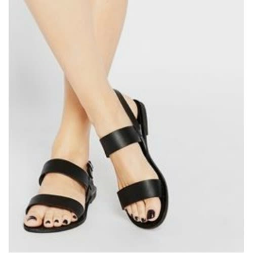 Leather Black Female Sandals