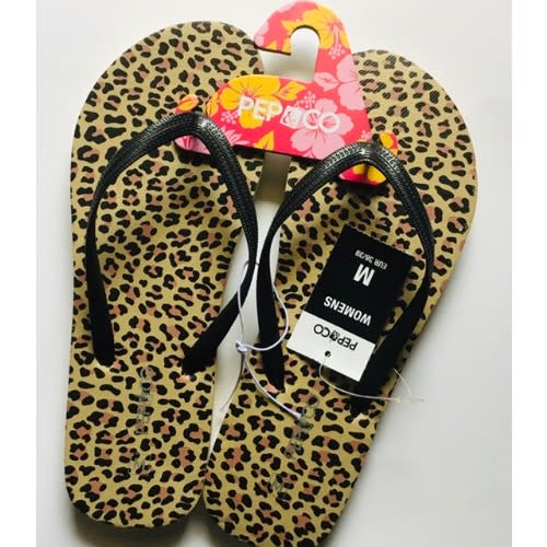Leopard Print Flip Flops