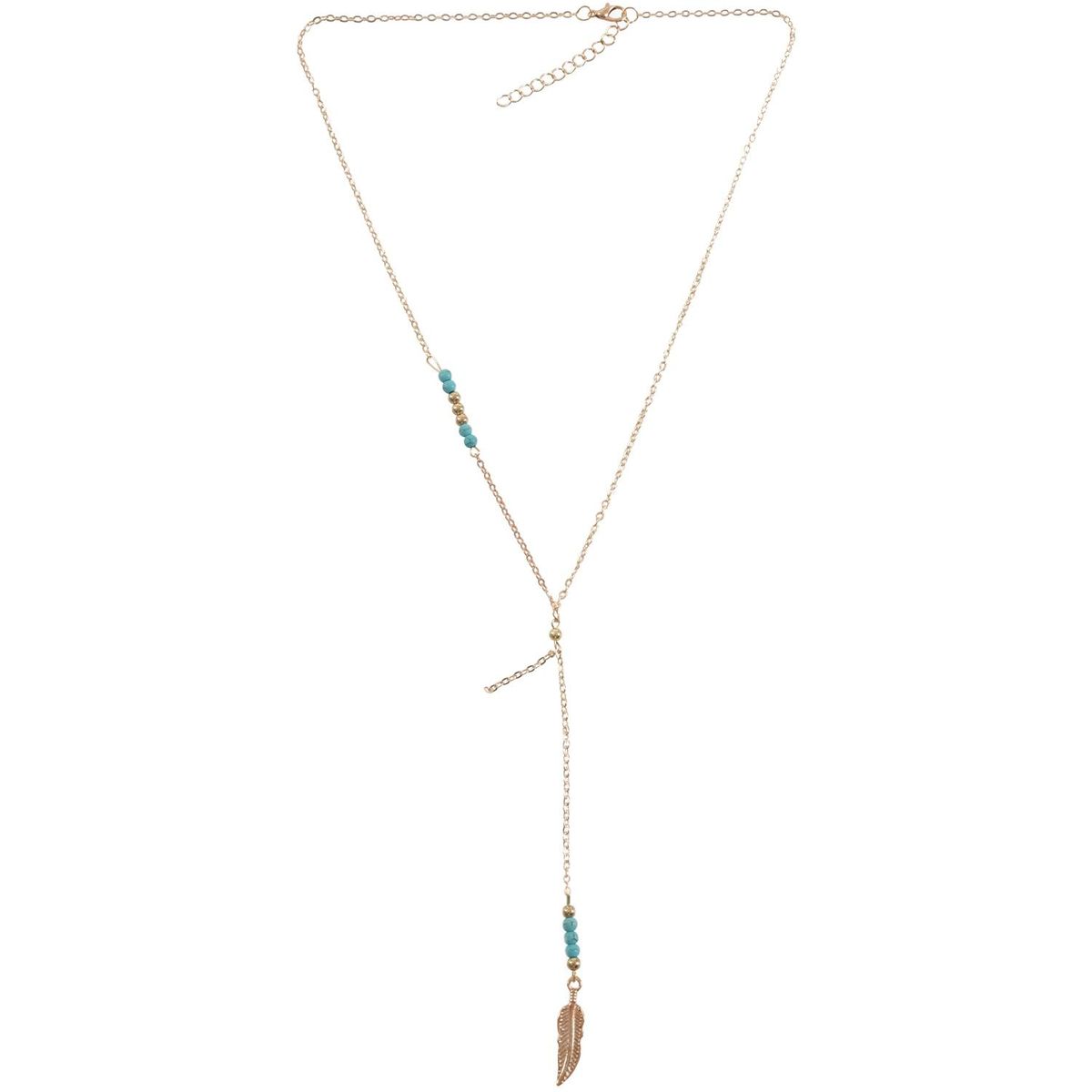 Fashion Simple Ladies Boho Beads Leaf Pendant Tassel Collar