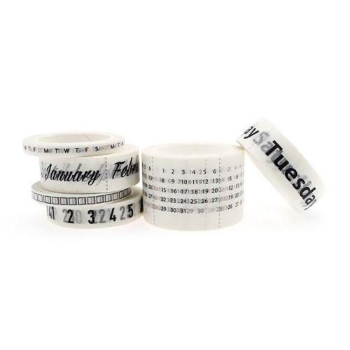 6 Rolls Washi Tape Set Calendar Day Week Month