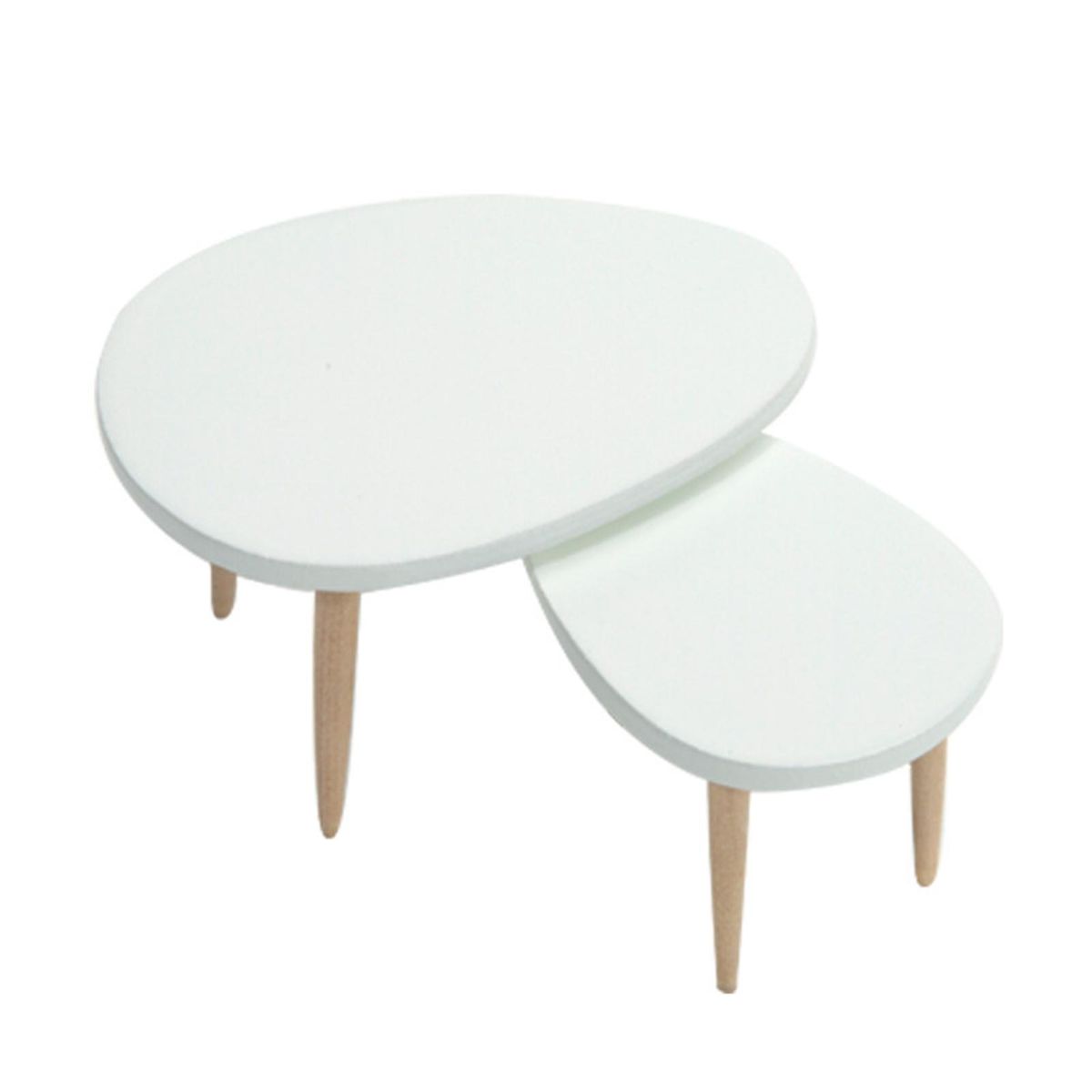 2Pcs Dollhouse Tables Vivid Play House Coffee Table Models White