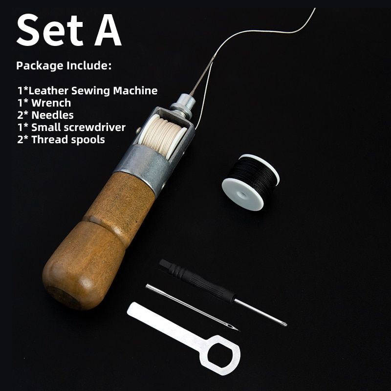 WUTA Leather Sewing Awl Thread Kit Speedy Stitcher Hand Sewing Machine Tools Kit Leather Craft Stitching Shoemaker Canvas Repair