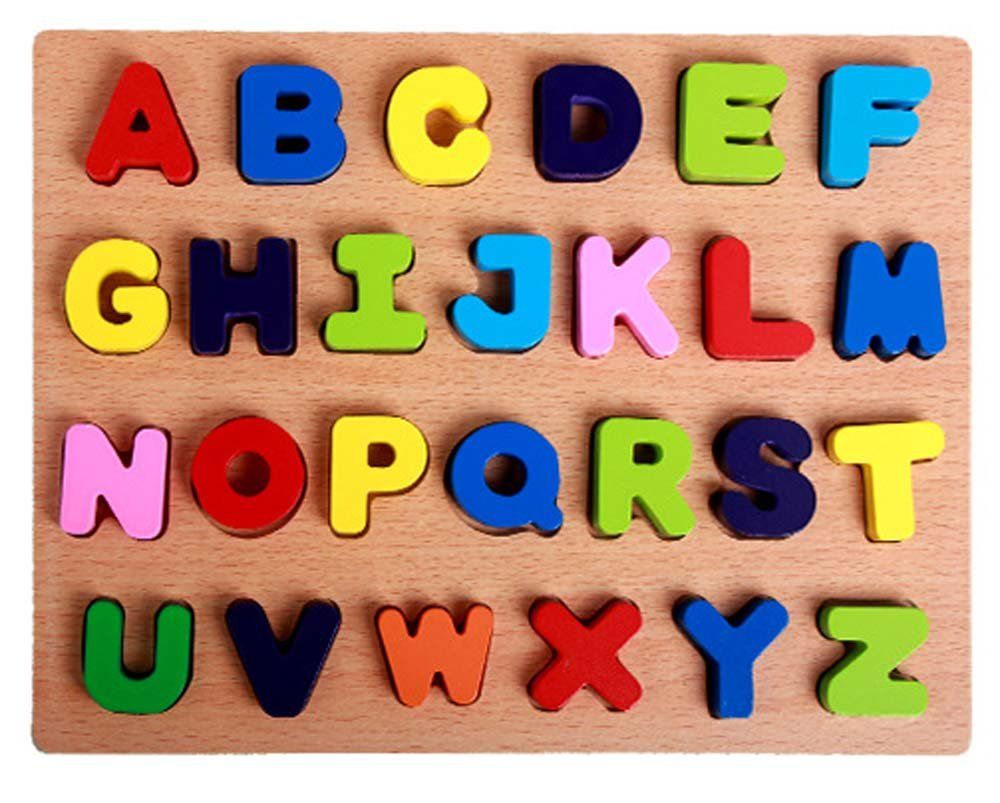 ABC Puzzles Wooden Colorful 3D Alphabets Board Educational