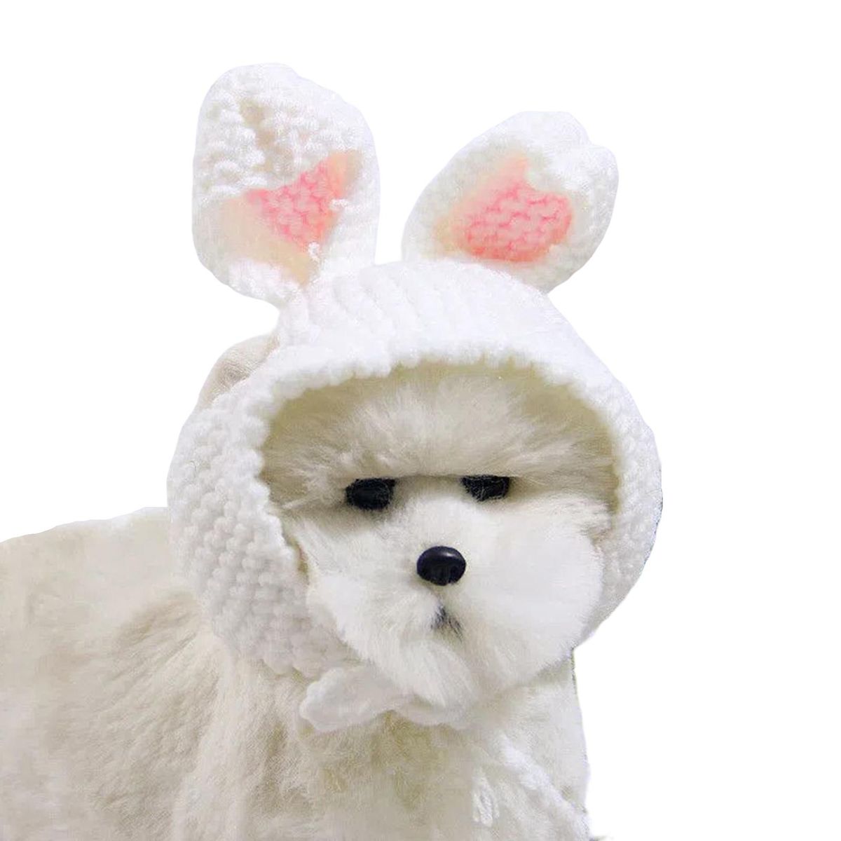Cat Hat Cute Rabbit Ears Hat Pet Dogs Cat Knitted Headwear White