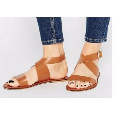 Classic Female Crossed Brown Sandals
