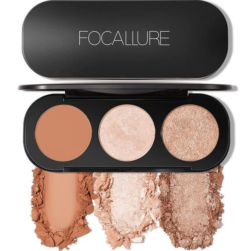 FOCALLURE Blush And Highlighter Palette,3 In 1 Makeup
