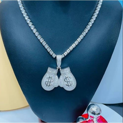 Tennis Chain With Money Bag Pendant