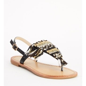 EMBELLISHED FLIP FLOP SANDAL (BLACK) - 0069