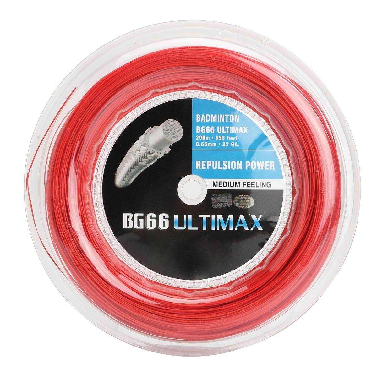 200M/656 Feet BG66 UM 0.65mm 22 Ga Reel Badminton Racquet String Coil Badminton Red Red (red)