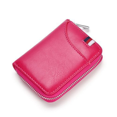 Card Holder,Credit Card And Cash Wallet,PU Leather Card Wallet（Rose）