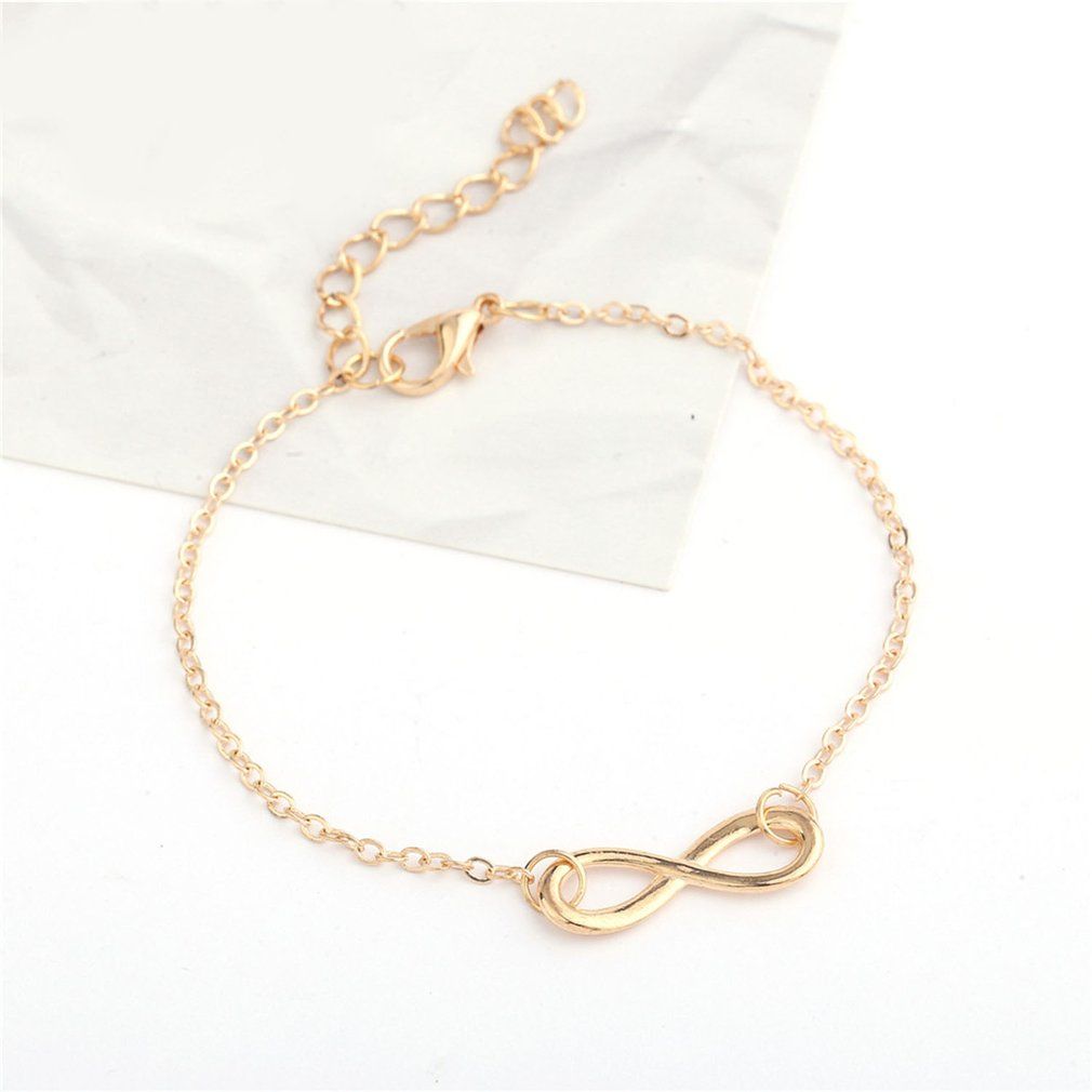 Simple And Auspicious Digital Personality 8 Character Bracelet For Women-Gold