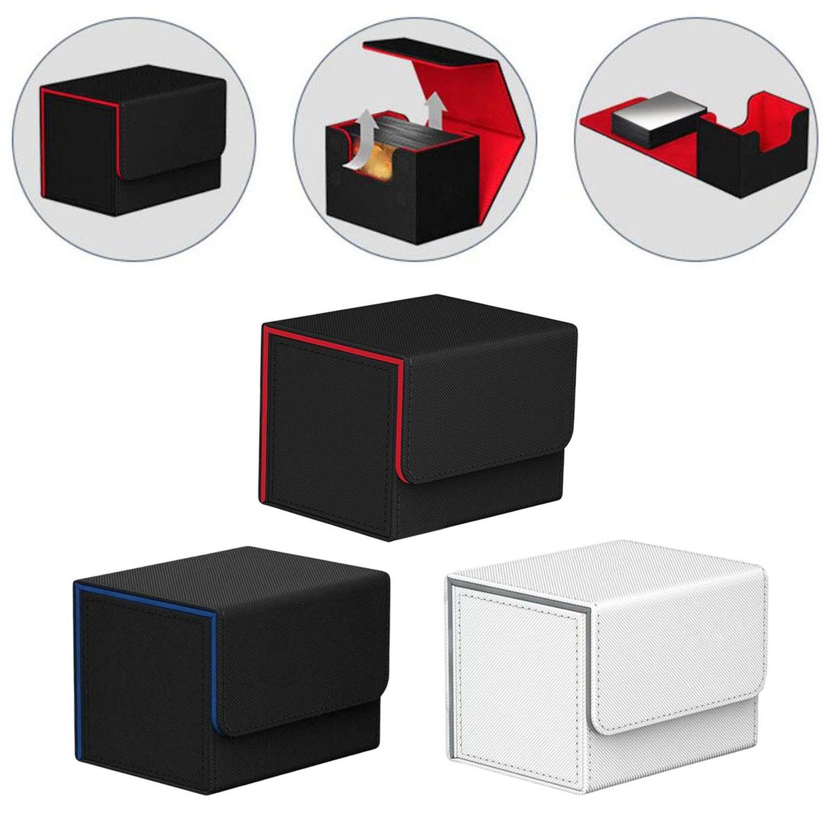 3pcs Card Deck Boxes Organizer Storage Standard Black And Yellow