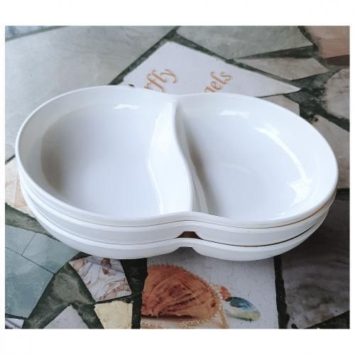 Double Compartment Unbreakable Ceramic Plates//3Pcs