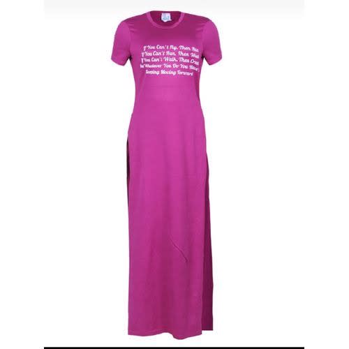 Two Sides Slit Short Sleeve Gown - Purple