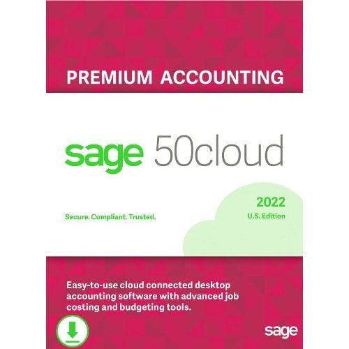 Sage 50 Premium Accounting Software 2022- 1/3/5 Users