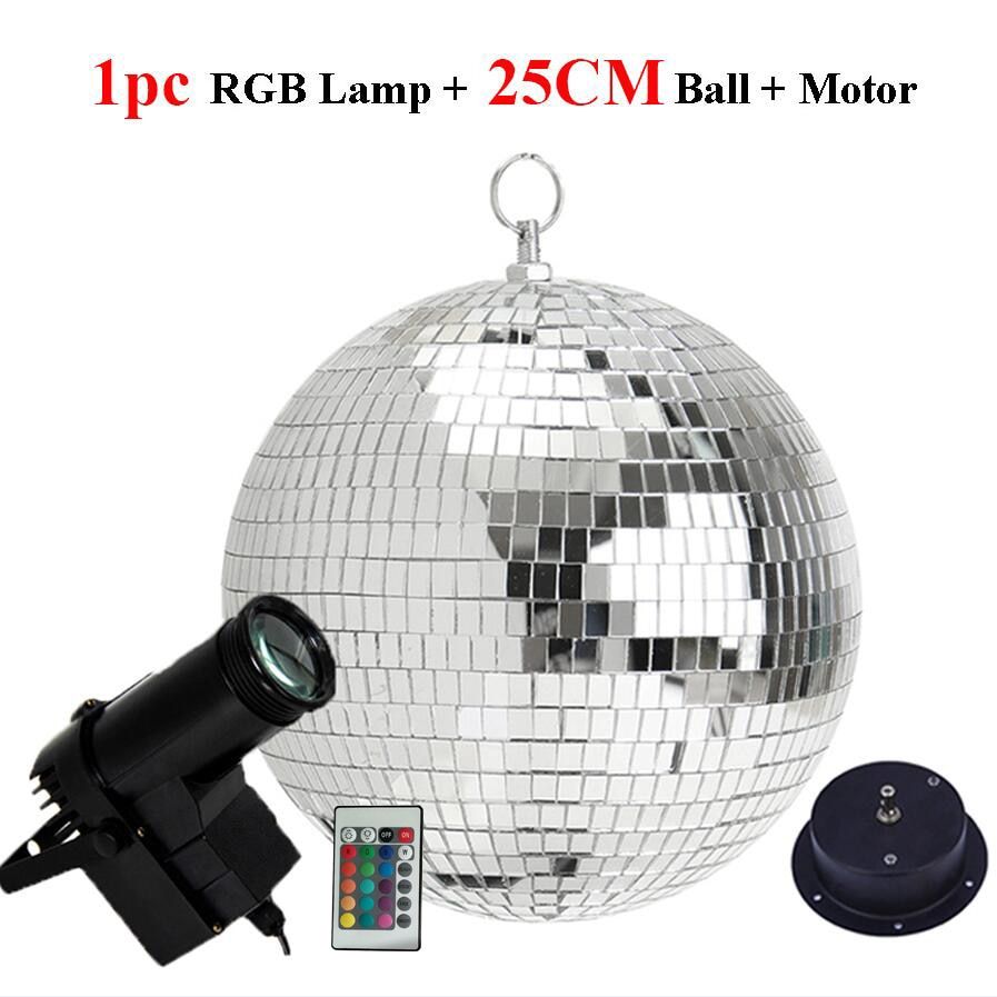 Thrisdar Dia 25CM 30CM Remote Control Rotating Disco Mirror Ball With 10W RGB Beam