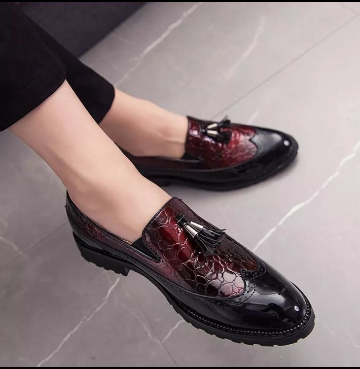 MEN'S CLASSIC BROGUE TIE DESIGNER SHOE BROWN