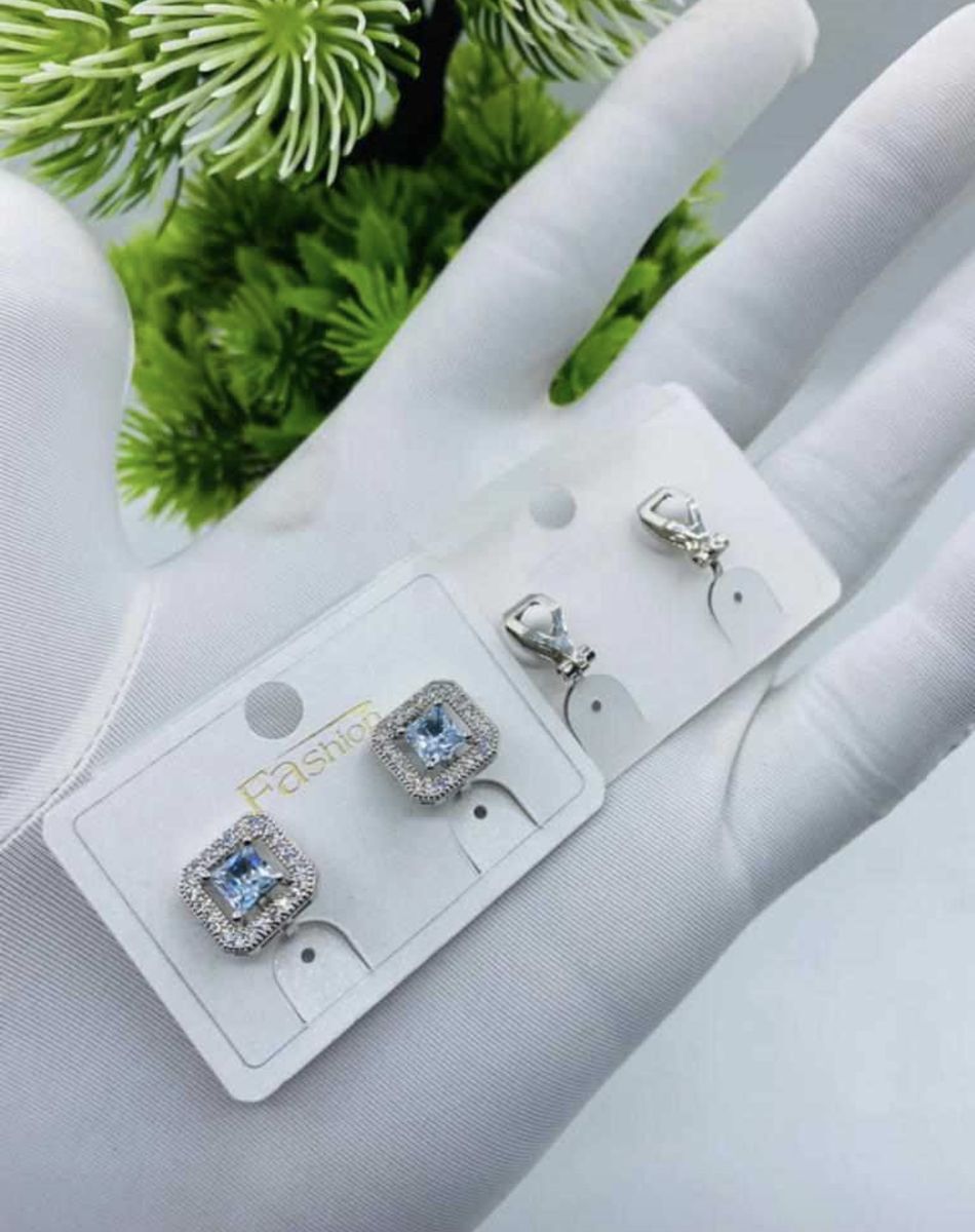 Iced Out Silver Square Clip On Earring