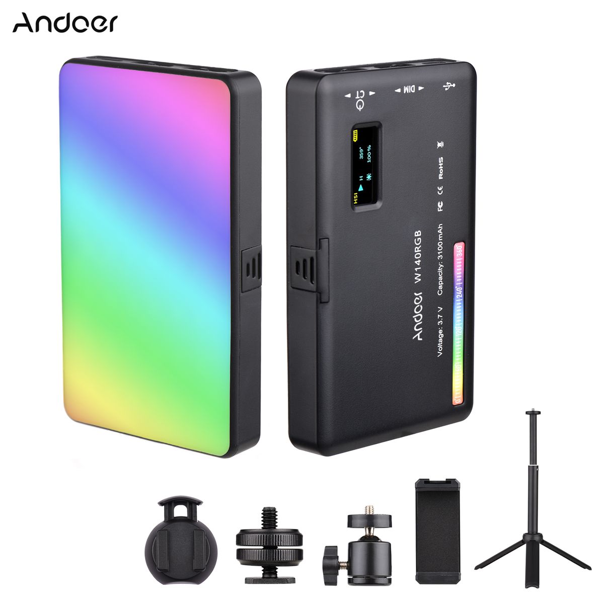 W140 RGB LED Video Light Kit For Mobile Vlog Live
