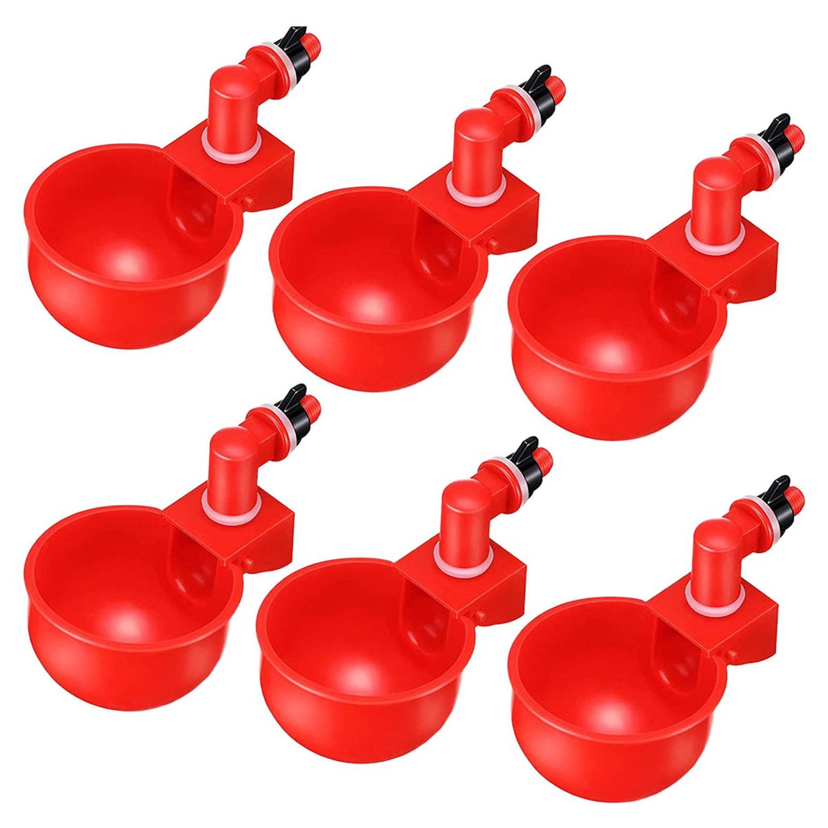 6 Pieces Chicken Drinkers Waterers Cups Bowls For Birds Quail Red