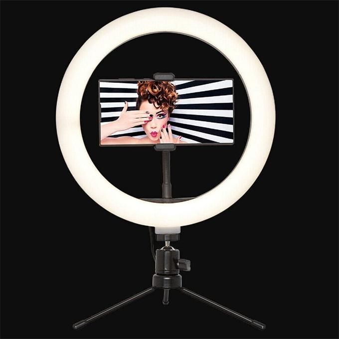 FH-019 10-inch Selfie Ring Light with Tripod and Phone Holder for Youtube Live Makeup