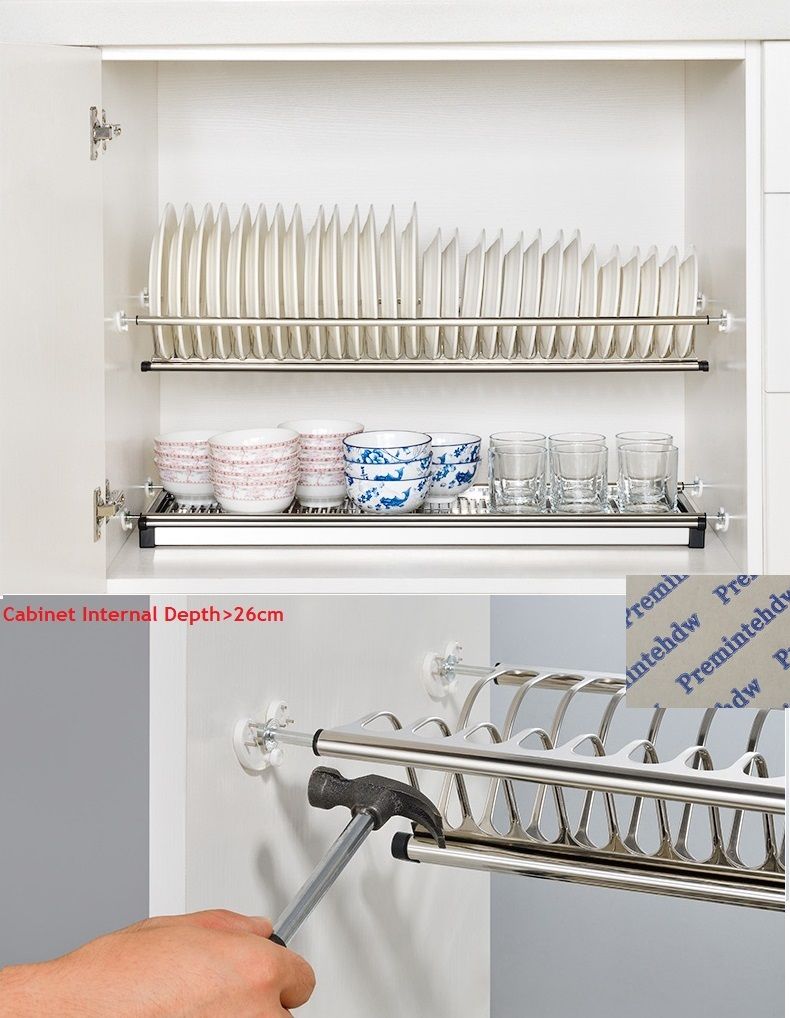 49-73cm 2 Stainless Steel Inside Cabinet Cupboard Tiers
