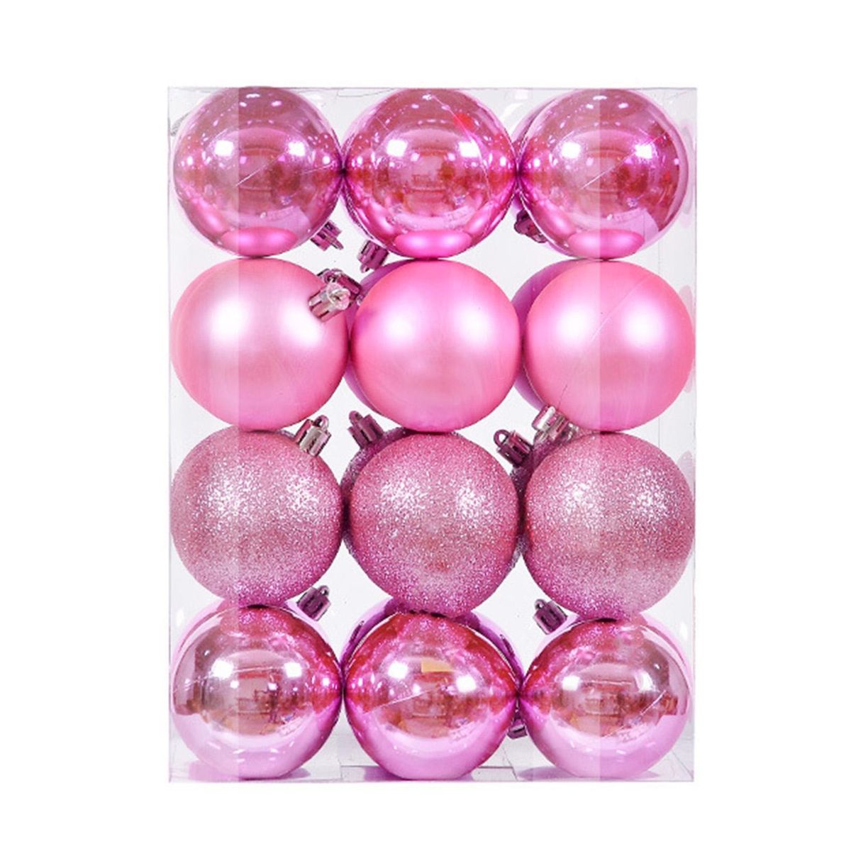 24Pcs Christmas Balls Bright Color Matte Finish Smooth-Pink